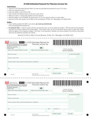 D-41ES Estimated Payment for Fiduciary Income Tax