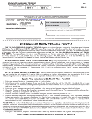 Delaware Withholding Tax Return Form W1A