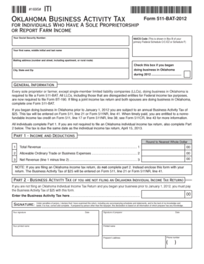 Oklahoma Business Activity Tax Form 511-BAT