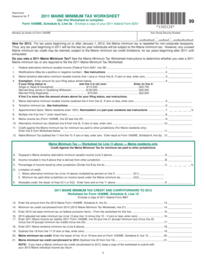 2011 Maine Minimum Tax Worksheet