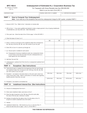 New Jersey Corporation Business Tax Underpayment Form