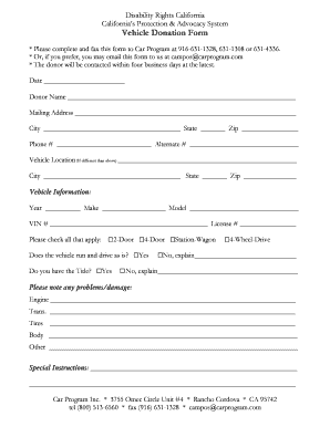California Vehicle Donation Form
