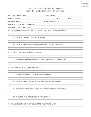 Patients' Rights Audit Form