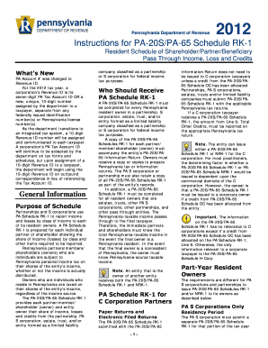 PA-20S/PA-65 Schedule RK-1