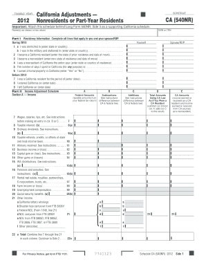 California Schedule 540NR Tax Form