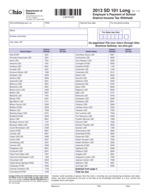 Ohio School District Income Tax Employer Payment Form