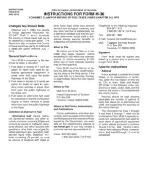Hawaii Form M-36 Fuel Tax Refund