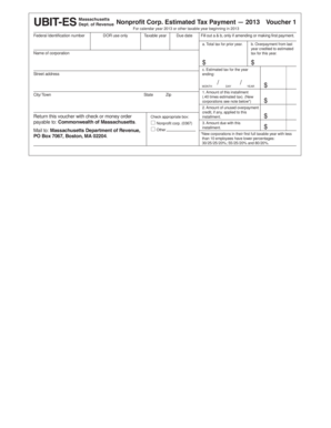 Massachusetts Nonprofit Corp Estimated Tax Payment Voucher