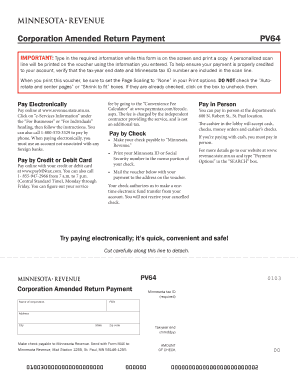 Minnesota Corporation Amended Return Payment Voucher