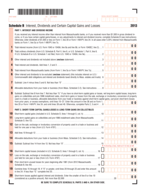 Massachusetts Schedule B 2013