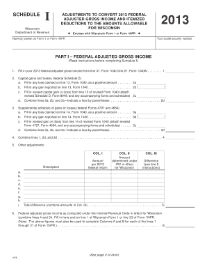 Wisconsin Schedule I Adjustments Form