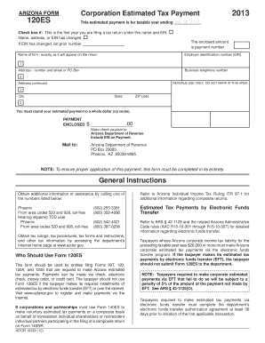 Arizona Form 120ES Corporation Estimated Tax Payment