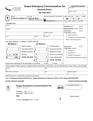 Oregon Emergency Communications Tax Form