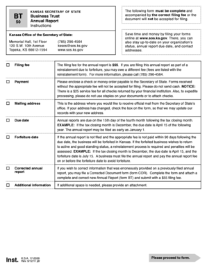 Kansas Business Trust Annual Report Form 50