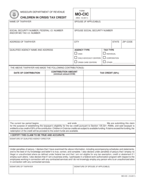 Missouri Children in Crisis Tax Credit Form