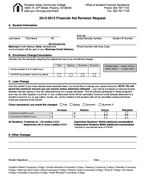 2012-2013 Financial Aid Revision Request