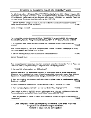 NJCAA Athletic Eligibility Form