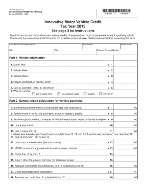 Colorado Innovative Motor Vehicle Credit Form