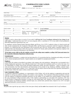 Agreement Form - Lane Community College - lanecc