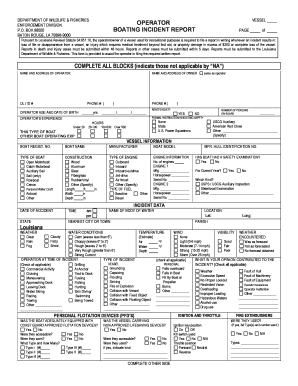 Louisiana Boating Incident Report
