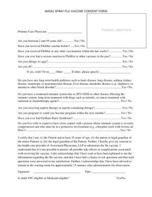 Nasal Spray Flu Vaccine Consent Form