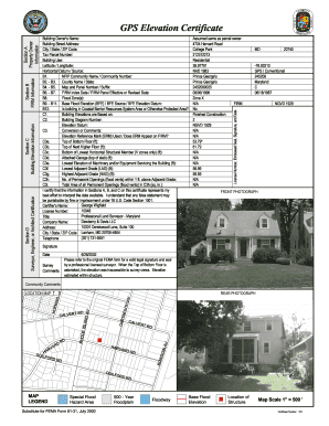 GPS Elevation Certificate