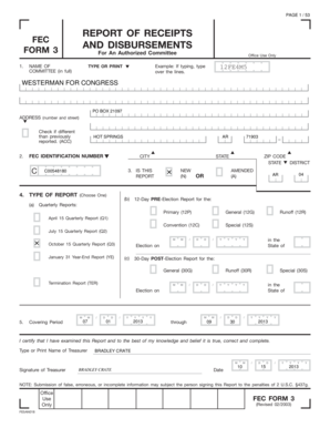 FEC Form 3 for Authorized Committee