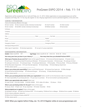 ProGreen EXPO 2014 Registration Form