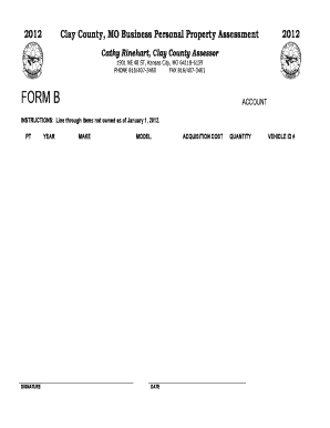 2012 Clay County Business Personal Property Assessment