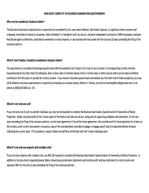 Business Examination Questionnaire for Rental Properties