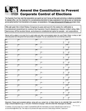 Petition for Constitutional Amendment to Prevent Corporate Control of Elections
