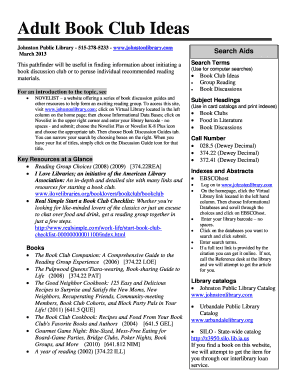 Adult Book Club Ideas