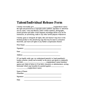 Talent Individual Release Form