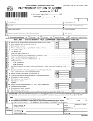 Hawaii Partnership Return of Income Form N-20