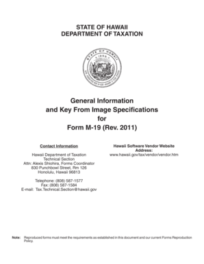 Hawaii Form M-19 Monthly Tax Return