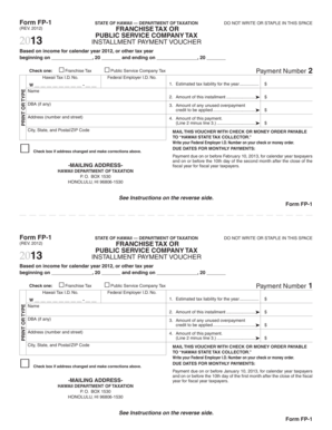 Hawaii Franchise Tax Installment Voucher