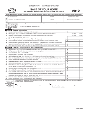 Hawaii Form N-103 Sale of Your Home