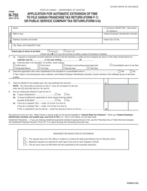 Hawaii Franchise Tax Extension Application
