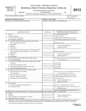 Hawaii Schedule K-1 Form N-40