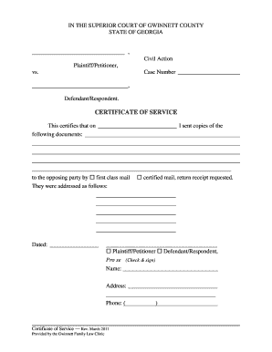 Georgia Certificate of Service