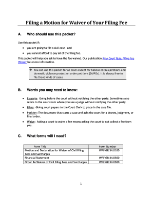 Motion for Waiver of Civil Filing Fees
