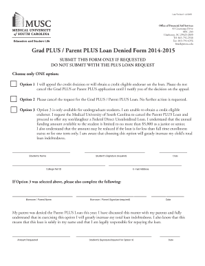Grad PLUS / Parent PLUS Loan Denied Form