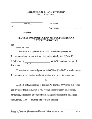 Request for Production of Documents and Notice to Produce