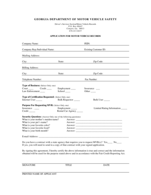 Georgia Motor Vehicle Records Application