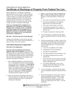 Certificate of Discharge of Property From Federal Tax Lien