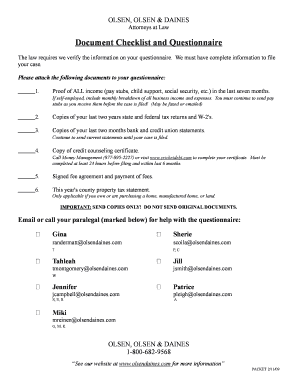 Bankruptcy Questionnaire