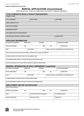 Island View Apartments Rental Application