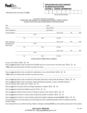 Driver Qualification Application Form