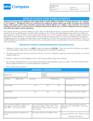 Compass Bank Employment Application Form