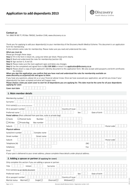 Discovery Health Medical Scheme Dependant Application Form